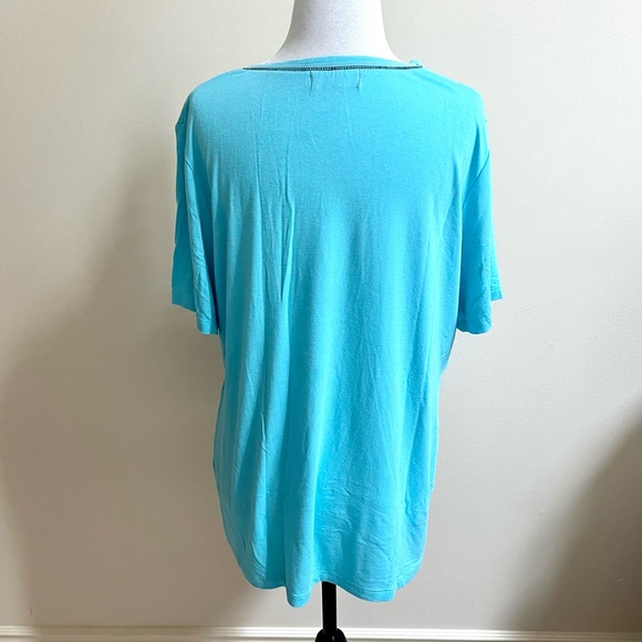 #Summer50-Anna Bella~T-Shirt Blouse-Size XL~Turquoise - Picture 4 of 9